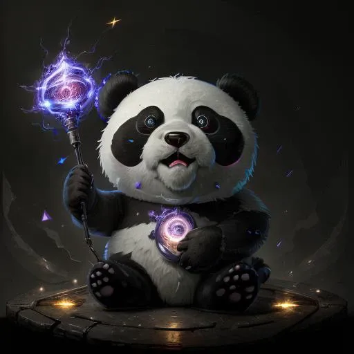 (masterpiece:1.2), (best quality:1.4), (ultra detailed), ultra high res, (photorealistic:1.4), cute, cuddly, magical, panda1, dynamic lighting, glowing, V0id3nergy, close up <lora:panda1:0.8> <lora:kVoidEnergy:1>