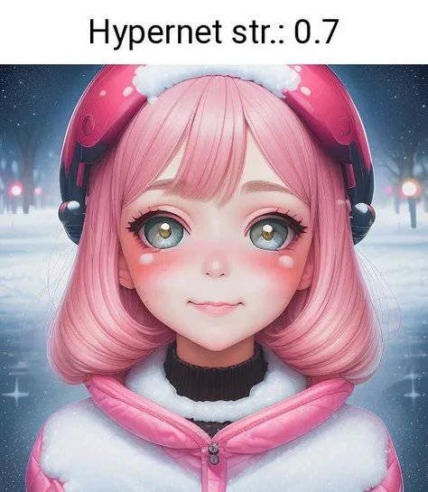 a portrait of a girl in snow, blush face