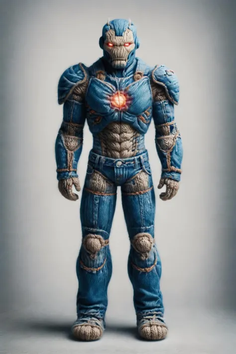 Ironman made of zwuul wearing armor made of ral-jeans<lora:zwuul:1> <lora:ral-jeans:1>, (masterpiece:1.2), best quality