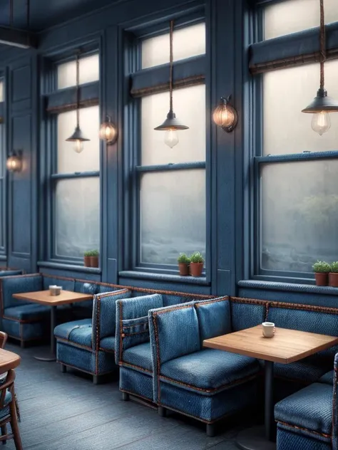 concept art, Cafe, Tranquil, moody lighting, 800mm lens, <lora:ral-jeans:1> ral-jeans