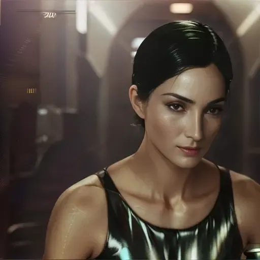 trinity00 , retrofuturism, cyberpunk, silky skin, full body height, skin texture, high detailed skin, ambient smoke, haze, photorealism, cinematic, grain of old film, 8k uhd, dslr, hdr, retro color <lora:trinity00:1>