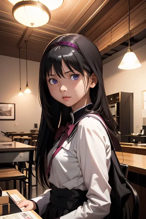 (masterpiece, best quality), 1girl, <lora:homura-madomagi:0.8> homura akemi