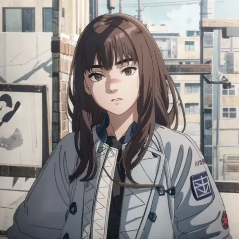 <lora:Kiruko:1>, {{{masterpiece}}}, {{{best quality}}},{{{high resolution}}}, K1RUK0, 1girl, brown hair, brown eyes, long hair, jacket, denim