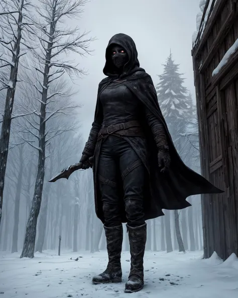 <lora:dan_mumford-18:0.1>, danmumford_soul3142, standing next to, medium shot, close up photo, 1girl, solo, full body, shadow, beautiful girl, rogue cloak, fantasy, outdoors, winter, bleak, snow, cold color temperature, surreal, atmospheric, cinematic, stylized, contrast, comic, eerie,<lora:epi_noiseoffset2:0.6>, (8K, UHD:1.2), (photorealistic:1.2), <lora:more_details:0.3>