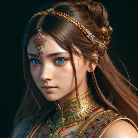 (((perfect natural highly detailed eyes))), (((beautiful highly detailed eyes))) , a hyper realistic ultra detailed photograph of a beautiful Mayan warrior , exquisite detail, Beautiful anime waifu style girl, hyperdetailed painting, luminism, art by Carne Griffiths and Wadim Kashin concept art, 4k resolution, fractal isometrics details bioluminescence , 3d render, octane render, intricately detailed , cinematic, trending on artstation Isometric Centered hyperrealistic cover photo awesome full color, hand drawn , gritty, realistic mucha , intricate, hit definition , cinematic,Rough sketch, bold lines, on paper.