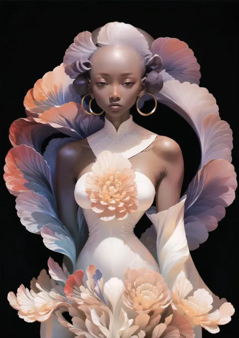 (Negroid:1.4},
1 girl, solo, mature woman, slender, dark skin, shaded face, simple calligraphic background,standing, cool face, calm, sharp eyes, soft smile, sexy white chinese dress, off shoulders, hoop earings, intricate designed,short twintails
<lora:Fisher_Fashion Pastel v0.3:0.8>