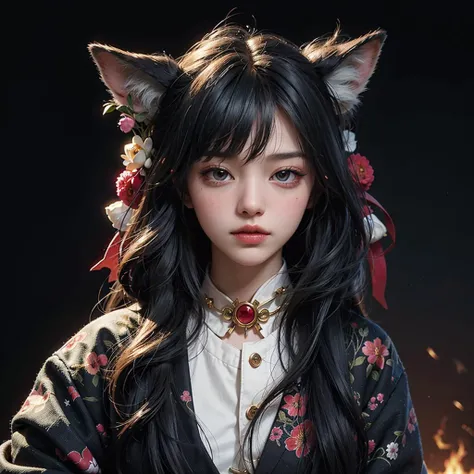 1boy, solo, official art, unity 8k wallpaper, ultra detailed, beautiful and aesthetic, masterpiece, best quality, photorealistic, (abstract background) (zentangle, mandala, tangle, entangle background:0.7) Kitsune, fox mask, haori jacket, foxfire spell, fox familiar, transformation, depth of field, Fantastical Atmosphere, the most beautiful form of chaos, elegant, a brutalist designed, flower of death, ecstasy of flower