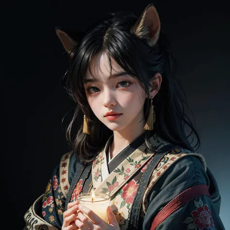 1boy, solo, official art, unity 8k wallpaper, ultra detailed, beautiful and aesthetic, masterpiece, best quality, photorealistic, (abstract background) (zentangle, mandala, tangle, entangle background:0.7) Kitsune, fox mask, haori jacket, foxfire spell, fox familiar, transformation, depth of field, Fantastical Atmosphere, the most beautiful form of chaos, elegant, a brutalist designed, flower of death, ecstasy of flower