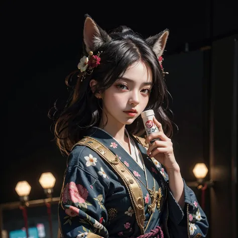 1boy, solo, official art, unity 8k wallpaper, ultra detailed, beautiful and aesthetic, masterpiece, best quality, photorealistic, (abstract background) (zentangle, mandala, tangle, entangle background:0.7) Kitsune, fox mask, haori jacket, foxfire spell, fox familiar, transformation, depth of field, Fantastical Atmosphere, the most beautiful form of chaos, elegant, a brutalist designed, flower of death, ecstasy of flower
