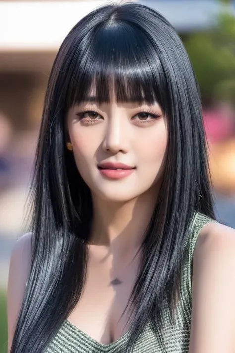(black long hair:1.2),<lora:gidleMinnieV1:1>,Minnie,(close-up photo:1.2),(pov:1.1),korean, woman,complex 3d render ultra detailed, smile, portrait of beautiful woman, moody portrait, striking features, beauty, intricate details, dramatic composition, tension, contrast, texture, realism, high-quality rendering, stunning art, high quality, film grain, Fujifilm XT3,swirly bokeh,(realistic, photo-realistic:1.2),RAW photo,physically-based rendering,(looking at viewer:1.4),(8k, best quality, masterpiece:1.2),(full body shot:1.1),octane render,extremely detailed CG, unity 8k wallpaper,in street,urban,city,(rim light,studio soft light,sunlight:1.1),standing,(a girl is wearing sleeveless:1.5),hyper realistic detail shiny skin,ultra detailed,(ultra realistic:1.3),(intricate:1.2),(photorealistic:1.2),1girl,(skinny:1.3),detailed background ,(large breasts:1.1),makeup