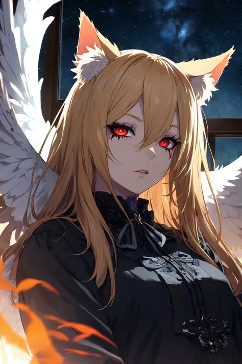 1girl, solo, brown eyes, blonde hair, detailed hair, detailed face, detailed eyes, official art, HellaineFace FallingAsleep-Horror