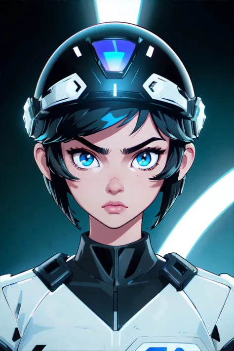 <lora:tomboy:1.0> tomboy woman, short black hair, wearing Wearing an electrochromic visor helmet: tech-enhanced helmet, electrochromic visor, light regulation, eye protection., masterpiece, 8k, high resolution, shallow depth of field, sharp focus