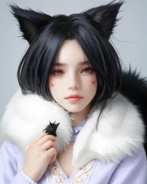 dal, (realistic:1.5), (best quality, masterpiece, intricate detail:1.2), , 1girl, auge_(akd), bad_id, bad_pixiv_id, black_eyes, black_hair, fox_tail, hagoromo_gitsune, highres, long_hair, multiple_tails, nurarihyon_no_mago, pantyhose, school_uniform, solo, tail,