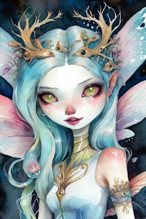 photography of a creepy and cute fairy, perfect face, intricate details, realism, colorful cyberpunk <lora:drawix3:1> drawix3, dwx3, watercolor