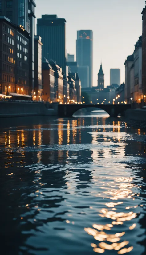 cinematic photo of a city by the river, 35mm photograph, film, bokeh, professional, 4k, highly detailed