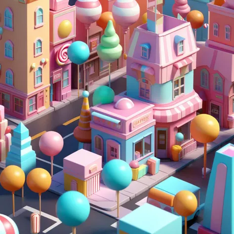 a
wide candy city street, soft smooth lighting,
soft pastel colors,
skottie young, 3d
blender render,
polycount, modular
constructivism, pop
surrealism, physically
based rendering,
square image
