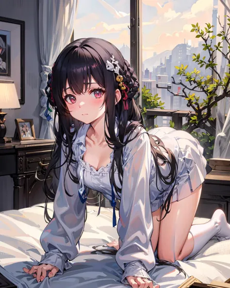 1girl,
indoors,closed mouth,yetsan,
, bedroom,<lora:Yet-SanRuskirtV2:0.7>,  ((all_fours)),