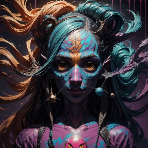 (masterpiece:1.4, best quality),(intricate details),ultra detailed,finely detailed,perfect composition,(Spray Paint Art:1.4),[woman:cosmic:10],(Alex Pardee:1.3),<lora:more_details:0.8>,