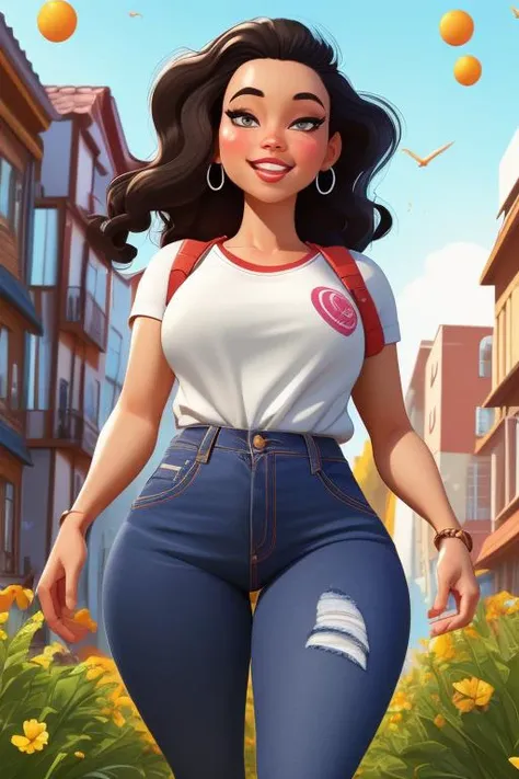 (masterpiece, best quality, highres), mature female, solo, huge ass, ass focus, from behind, jeans, tight, outdoors, walking, hands in pockets, close-up, bouncing ass, emphasis lines, <lora:p3r3zstyle:0.6> p3r3zstyle