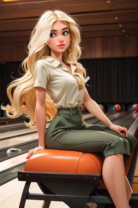 long blonde hair , bowling alley <lora:p3r3zstyle:0.8> p3r3zstyle elaine_noexist