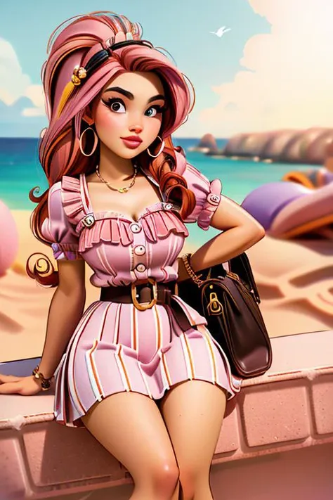 close up L1vvyLuvTI pink hair, summer dress <lora:p3r3zstyle:0.8> p3r3zstyle