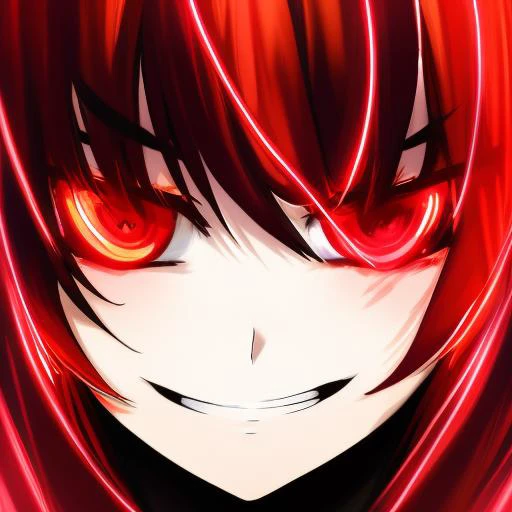 an anime girl face,  <hypernet:off8mileGao_v1:0.8> evil grin, glowing eyes