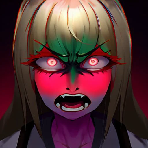 masterpiece, ultra hd, high quality, solo, woman, crazy eyes, disgust
