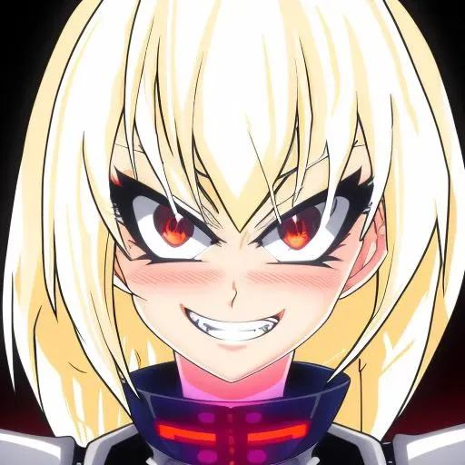 DBFixy, an anime girl face,  <hypernet:off8mileGao_v1:0.9> evil grin, glowing eyes, epic,  evil, shadows