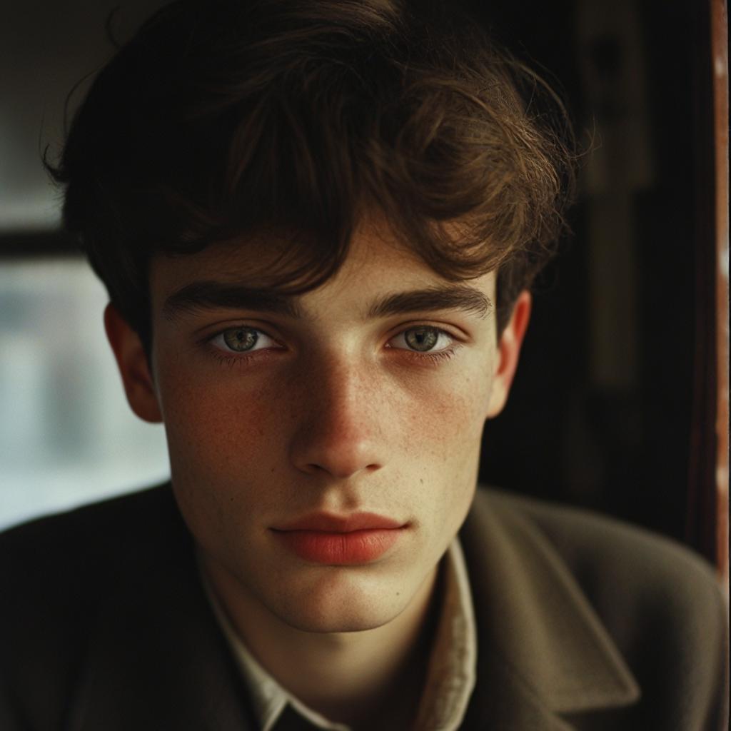 A close up of a young man with a tie and jacket - SeaArt AI