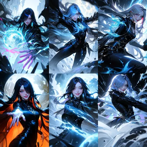 (otherworldly, otherworldly atmosphere, otherworldly appearance), highly insanely detailed, masterpiece, top quality, best quality, highres, 4k, 8k, RAW photo, (long_hair, long hair), collar, earrings, jewelry,
(random colors cloth, random colors hair, random long hair, dynamic hair, glowing hair),
long hair, eyelashes, eyeliner, makeup, hair over one eye,
(dynamic pose), (dynamic weather),
<lora:100_GraceVanDien-10:0.5>, GraceVanDien, 1girl, shiny skin,
(smiling at viewer), (fantasy world)