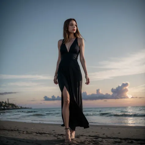 (8k, RAW photo, best quality,masterpiece:1.2),(realistic, photo-realistic:1.37),
1girl,long legs, full body,lava dress,simple background,ocean,