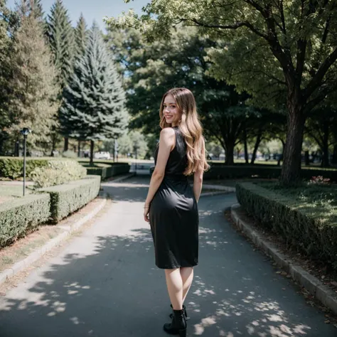 <lora:100_GraceVanDien:0.5>,looking at viewer,smile,looking back,
GraceVanDien,1girl,blonde hair,longhair,curl,
black sleeveless dress,
full body,outdoors,natural light,nature,