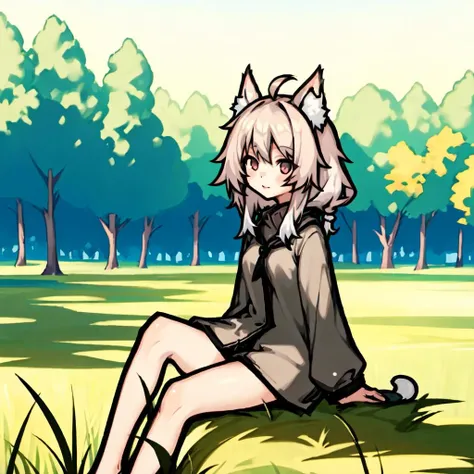Masterpiece,High quality,abstract res,Digital painting\(artwork of a\), by Dagasi, Yupa,Kiyosan,(anthro,Fluffy fur,Character focus:1.1),anthro male cat,Short hair,Portrait , eyes with brightness, in a panoramic view, Character focus.(detailedbackground:0.7), 独奏, shaggy, shaggy male, malefocus, anthr,(Full Body Furry, Fluffy tail, White fur, White feathers,Dark green eyes, White color hair:1.2), (Long felines、moth,Manteau:1.2),(grassy fields,rays of sunshine,Dense grass,Low tree,butterflys,1:1)