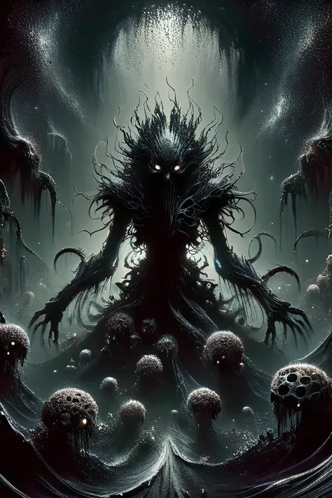 Alien-themed biomechanical style horror-themed (((epic-Ultra-HD-details, epic-Ultra-HD-highlights, epic-photo-same-realistic, upscaled-resolution, optimal)))A bio-mechanical forest taking over a desolate and abandoned dystopian cityscape,crumbling buildings,ruined skyscrapers,destroyed vehicles,remains,tendrils spreading everywhere,mechanical plants and flowers,mechanicals parts,bio-mechanical parts,living metal.,<lora:DonM3v1lM4dn355XL-v1.1:0.8>,DonM3v1lM4dn355XL,<lora:Dark Fantasy:0.8>,Dark Fantasy page,<lora:Dark_Particles_Style_SDXL:0.8>,ais-darkpartz,style-nebula,, eerie, unsettling, dark, spooky, suspenseful, grim, highly detailed,(((text))),((color)),(shading),background,noise,dithering,gradient,detailed,out of frame,ugly,error,Illustration, watermark,(((gothic ink on paper))),H.P. Lovecraft,Arthur Rackham, blend of organic and mechanical elements, futuristic, cybernetic, detailed, intricate . Extraterrestrial, cosmic, otherworldly, mysterious, sci-fi, highly detailed