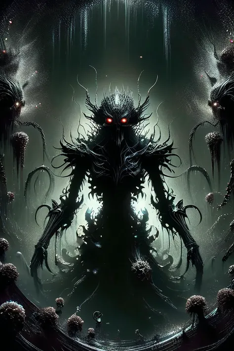 Alien-themed biomechanical style horror-themed (((epic-Ultra-HD-details, epic-Ultra-HD-highlights, epic-photo-same-realistic, upscaled-resolution, optimal)))A bio-mechanical forest taking over a desolate and abandoned dystopian cityscape,crumbling buildings,ruined skyscrapers,destroyed vehicles,remains,tendrils spreading everywhere,mechanical plants and flowers,mechanicals parts,bio-mechanical parts,living metal.,<lora:DonM3v1lM4dn355XL-v1.1:0.8>,DonM3v1lM4dn355XL,<lora:Dark Fantasy:0.8>,Dark Fantasy page,<lora:Dark_Particles_Style_SDXL:0.8>,ais-darkpartz,Style-Necromancy,, eerie, unsettling, dark, spooky, suspenseful, grim, highly detailed,(((text))),((color)),(shading),background,noise,dithering,gradient,detailed,out of frame,ugly,error,Illustration, watermark,(((gothic ink on paper))),H.P. Lovecraft,Arthur Rackham, blend of organic and mechanical elements, futuristic, cybernetic, detailed, intricate . Extraterrestrial, cosmic, otherworldly, mysterious, sci-fi, highly detailed