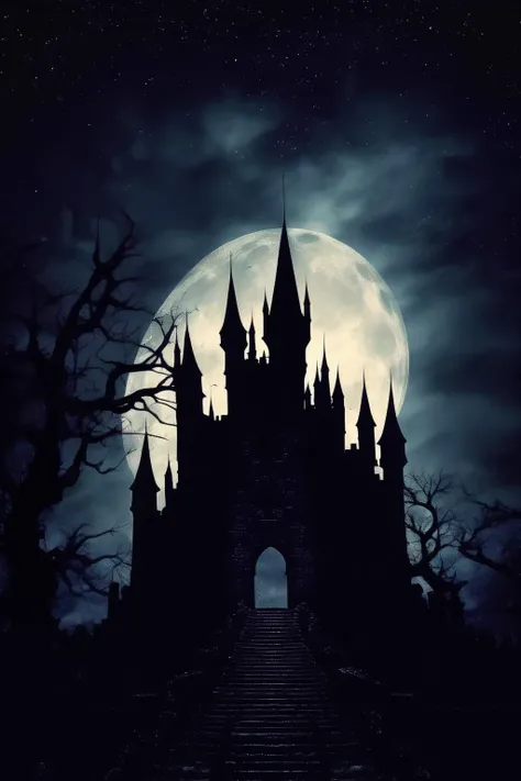 <lora:Dark Fantasy:1>Dark Fantasy - castle silhouette against night sky spooky