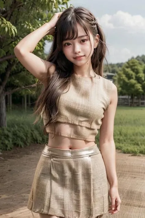 (8k, RAW photo, best quality, masterpiece:1.2), (realistic, photo-realistic:1.37), Perfect Anatomy, natural, (symmetrical clear eyes:1.3),
ultra high res, super detail, Ultra Detailed, Detailed Skin, Sharp Focus, bokeh, shiny hair, shiny skin, (finely detailed face:1.2), cinematic light BREAK
1girl, japanese, (((16 yo:1.6, kawaii, cute, young, baby face))), detailed eyes, facial lighting,
young girls, beautiful girls, ((chiseled face)), moon face, smooth skin, no makeup,
braid,
(pink hair):1.2, black eyes, glowing eyes BREAK
(burlap crop top and mini skirt:1.4), <lora:Burlap V3:0.6>, large breasts, embarrassed pose, cowboy shot, looking at viewer, (cute smile:1.4), (pasture:1.4), fine day, (perfect anatomy:1.2) BREAK
<lora:JapaneseDollLikeness_v15:0.3>, <lora:flat2:-0.5> BREAK