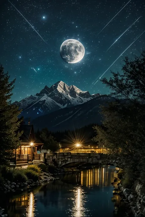 Highly detailed, High Quality, Masterpiece, beautiful, night, (dark environment), mountains, water, trees, <lora:DarkIncursioStyle:1>