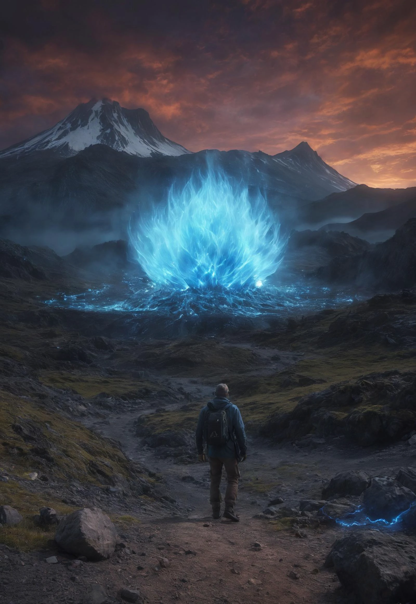 (amazing dream:3.5) An amazing Movie photo of crédible amazing realist transcendental's tiny magical's creature (made entirely of plasma form of energy:3.5) on night bioluminecent fairy's volcano village, (maximum ultra high definition image quality and rendering:3), maximum image detail, maximum realistic render, (((ultra realist style))), realist side lighting, , 8K high definition, realist soft lighting, (amazing special effect:3.5)