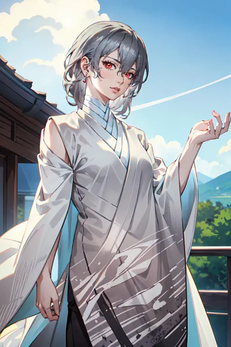 <lora:uuzan:1> <lora:zs_Izanamip4:1> izanamidef, white robe, grey hair, ultra detailed, masterpiece, best quality, aesthetic, detailed,