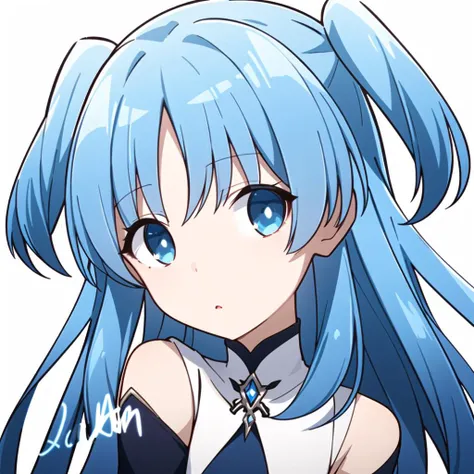((quan_style)),1girl, blue_hair, simple_background, white background, blue_eyes, solo, long_hair, two_side_up, looking_at_viewer, bangs,chtholly
