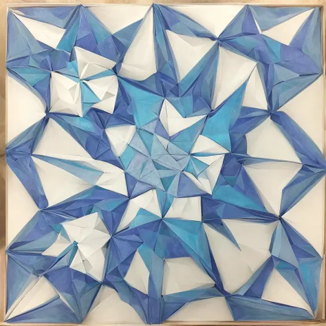 masterpiece, best quality, hd photo, a beautiful tessellation of stars and lines made of paper, <lora:origamiV1:1>