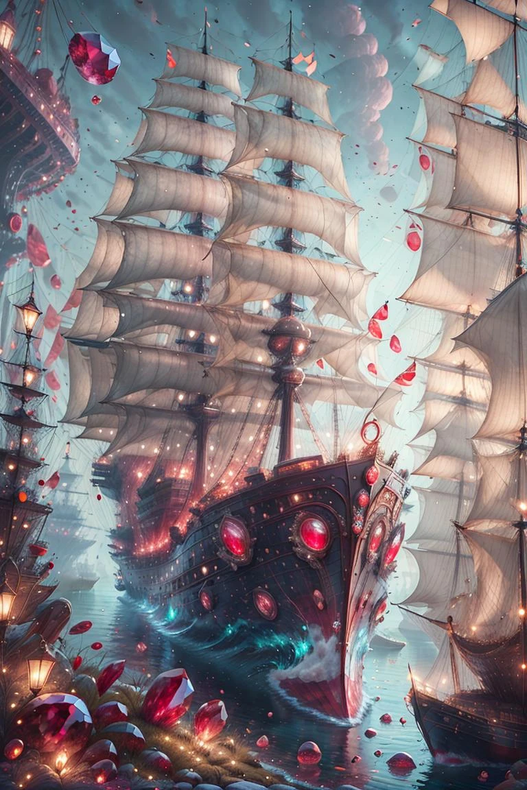<lora:ruby-gem-style-darquelilly-v3:1> rubygemstyle, ship,