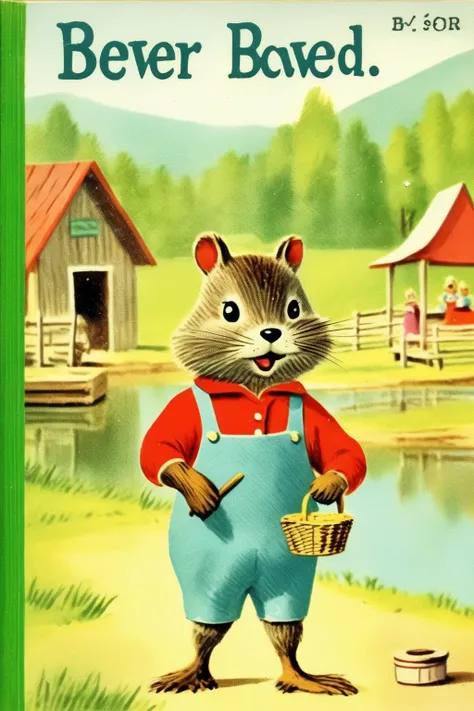 <lora:Richard Scarry Style:1>Richard Scarry Style - A studio photo of a Little Golden Book featuring a charming and wholesome beaver attending a country fair. In the style of Richard Scarry.