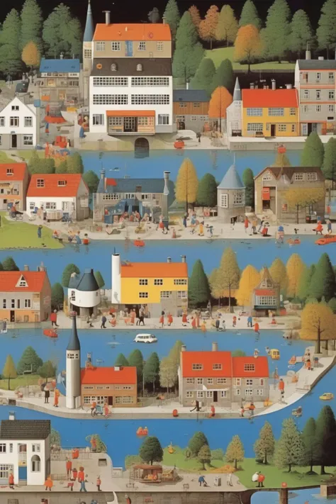 <lora:Richard Scarry Style:1>Richard Scarry Style - Pont-aven school, Richard scarry, surreal cityscapes, Jon mcnaught, Win aaltonen, realistic details, images must be generated strictly accurately and logically in detail to produce normal complete and perfect clear and detailed images of all people and things