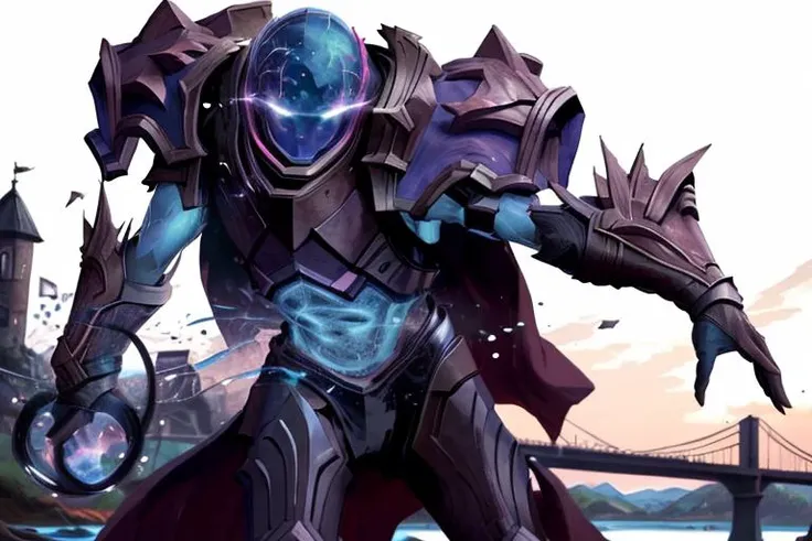 acwd, upper body, solo, (masterpiece, top quality, best quality, official art, beautiful and aesthetic:1.2), white background, ((masterpiece)), best quality, (8k, best quality, masterpiece:1.2), super detail, a bridge across the river, a fish on the bridge is catching fish,<lora:arc_warden:0.8>