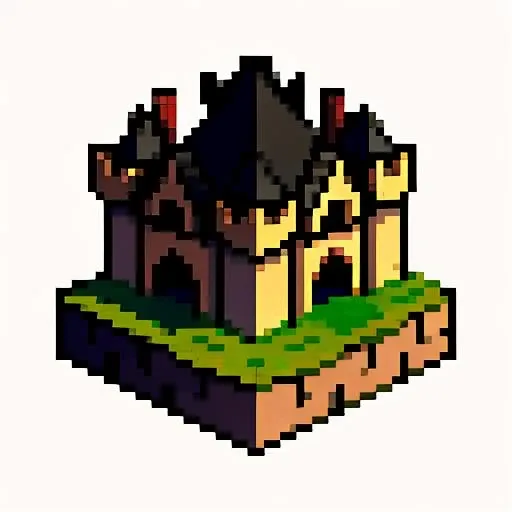 isometric medieval castle, simple background, flat colors <lora:vscharacter64-v1:0.85>