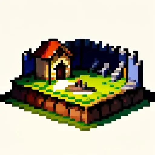 isometric medieval dungeon, simple background, flat colors <lora:vscharacter64-v1:0.85>