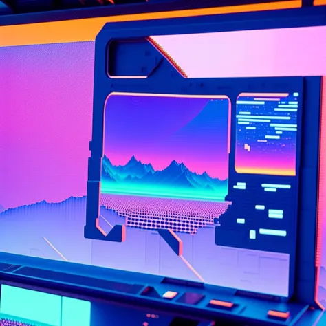photo, an artist's rendering of a futuristic space station with mountains in the background
