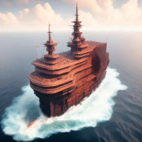 (BoneFortress:1) giant ship in the middle of the ocean <lora:BoneFortress:0.8>